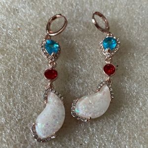 Rose gold over silver gem earring